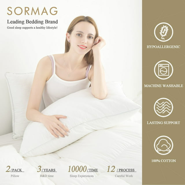 SORMAG Bed Pillows for Side Sleeper Pillows for Bed Cooling Hotel Gusseted Pillows for Sleeping Down Alternative Filling Luxury Soft Supportive Plush Pillows