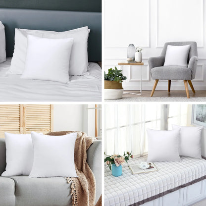 14 x 14 Throw Pillow Inserts(Set of 2),Indoor White Square Decorative Pillows for Couch & Bed