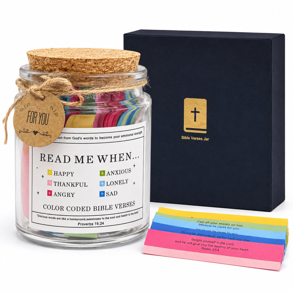 SORMAG Bible Verse Jar with 90 Color-Coded Scripture Cards, Christmas & Mothers Day Gift, Christian Gifts for Women, Men, Friend, Daily Prayer and Encouragement Jar
