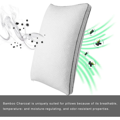 COOKEY Cooling Bed Pillows for Sleeping, Adjustable Shredded Memory Foam Pillows for Side Back Stomach Sleepers,Queen Size Gusseted Hotel Pillow 2 Pack.
