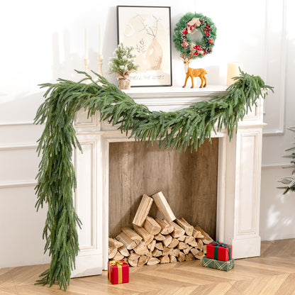 SORMAG 2Pcs Real Touch Norfolk Pine Garland-Realistic Christmas Garlands for Fireplace, Mantle,Door Frame