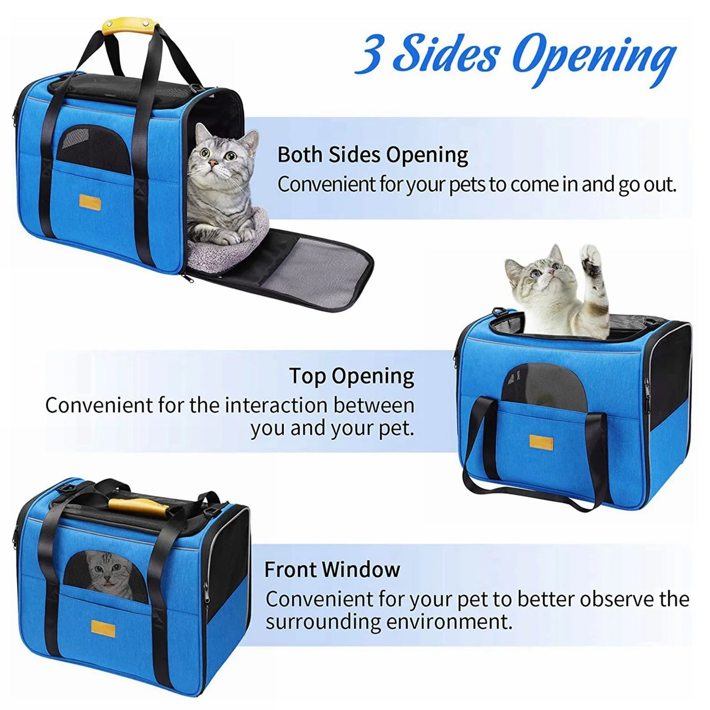 COOKEY Dog Cat Carrier,Airline Approved Large Soft Sided Pet Bag for Large Cats & Puppy Dogs up to 25 lbs,Collapsible Pet Travel Carrier for Cat & Dog,Blue