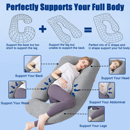 COOKEY Pregnancy Pillow Cooling ,U Shaped Full Body Maternity Pillows for Belly and Back Support,Super Breathable for Hot Sleeper