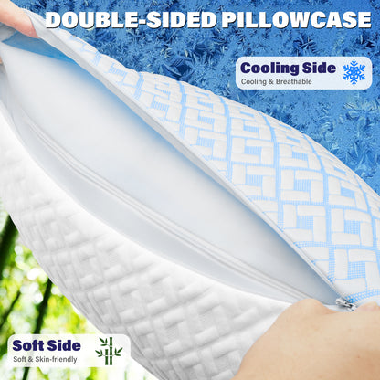 SORMAG Cooling Shredded Memory Foam Bed Pillows Adjustable Firm Support Pillow