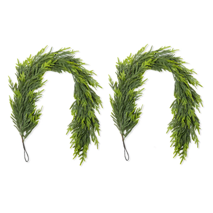 SORMAG Christmas Garland-2Pcs Real Touch Norfolk Pine Garland for Fireplace, Mantle,Staircases,Door Frame Home Decor