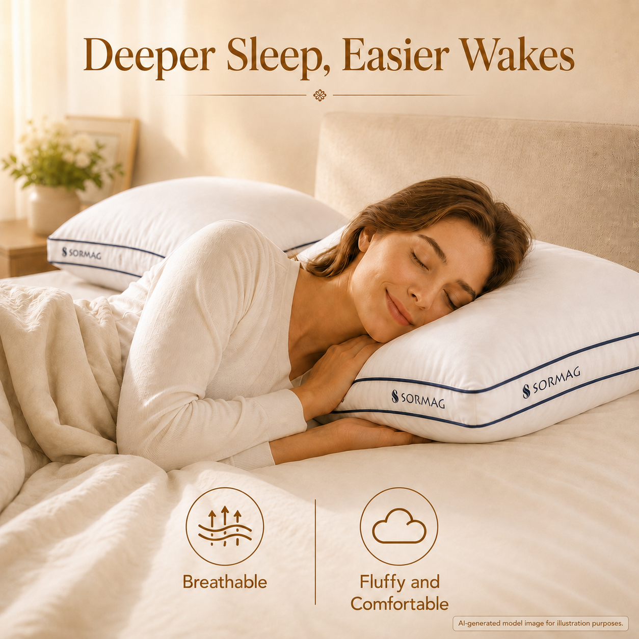 SORMAG Bed Pillows , Soft Down Alternative Filled Pillows, Hotel Quality Pillow for Back, Stomach or Side Sleepers