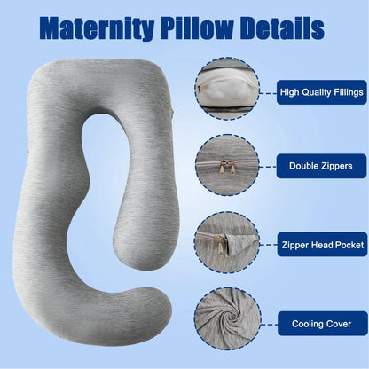 COOKEY Pregnancy Pillow Cooling ,U Shaped Full Body Maternity Pillows for Belly and Back Support,Super Breathable for Hot Sleeper