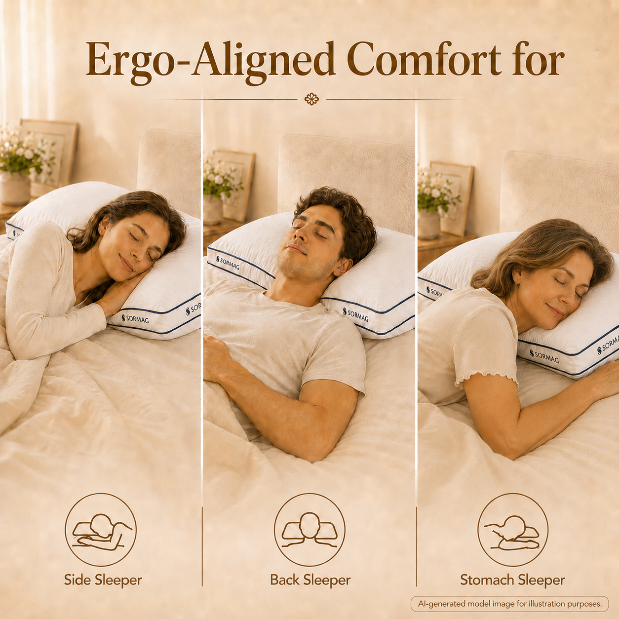 SORMAG Bed Pillows , Soft Down Alternative Filled Pillows, Hotel Quality Pillow for Back, Stomach or Side Sleepers