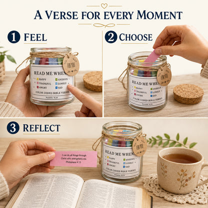 SORMAG Bible Verse Jar with 90 Color-Coded Scripture Cards, Christmas & Mothers Day Gift, Christian Gifts for Women, Men, Friend, Daily Prayer and Encouragement Jar