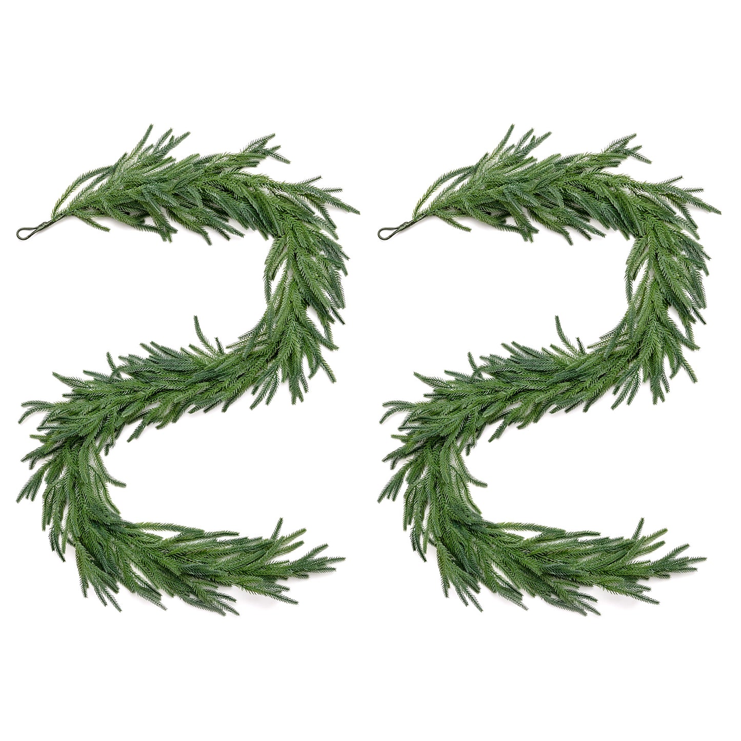SORMAG 2Pcs Real Touch Norfolk Pine Garland-Realistic Christmas Garlands for Fireplace, Mantle,Door Frame