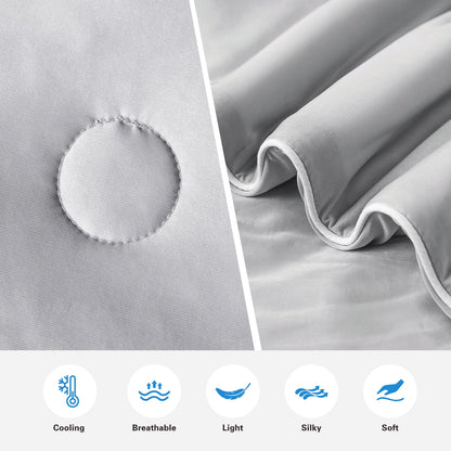 COOKEY Cooling Comforter for Hot Sleepers, Summer King Size Cool Quilt,Lightweight Breathable Blanket,Gray