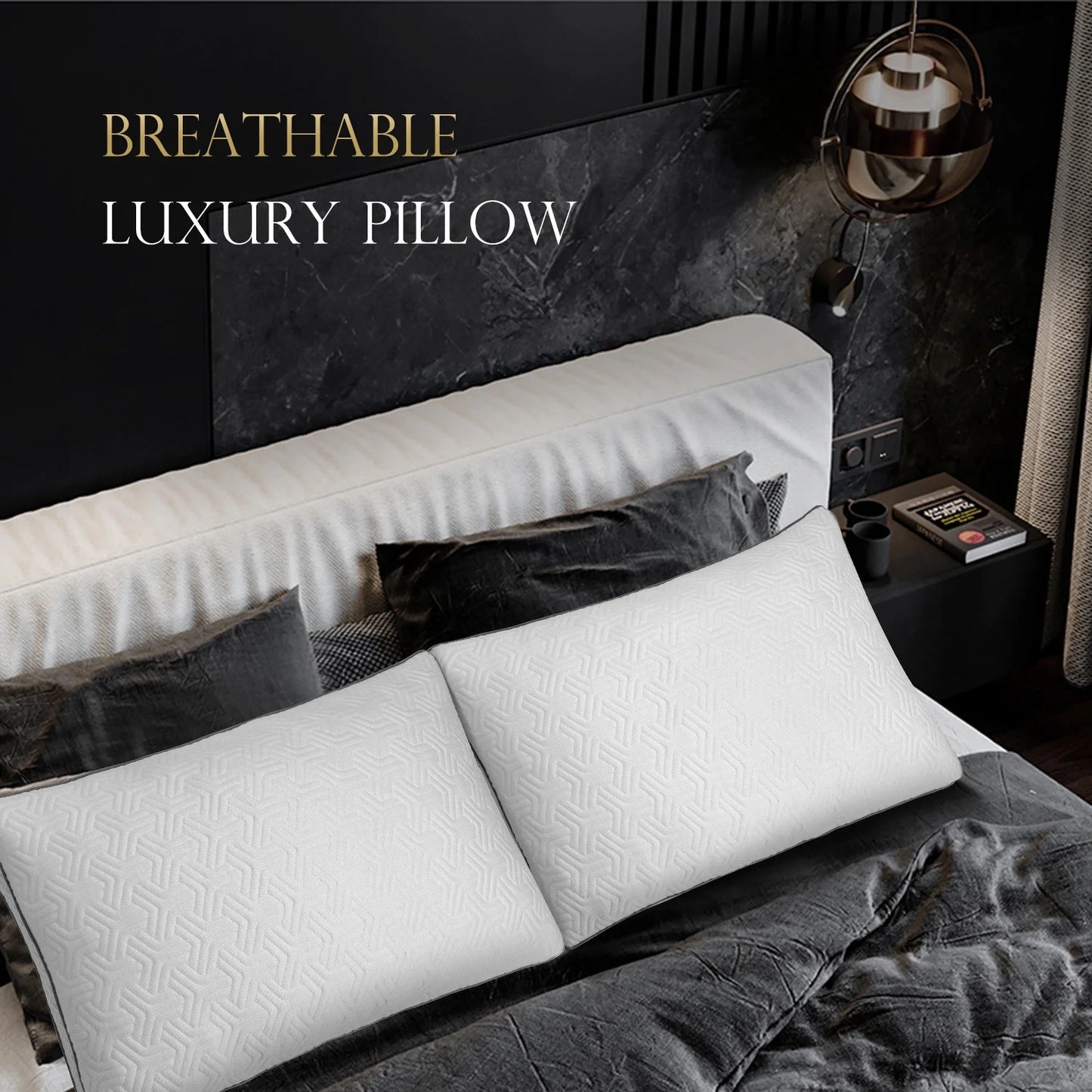 COOKEY Cooling Bed Pillows for Sleeping, Adjustable Shredded Memory Foam Pillows for Side Back Stomach Sleepers,Queen Size Gusseted Hotel Pillow 2 Pack.