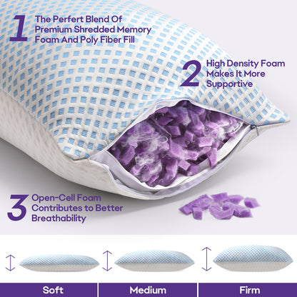 SORMAG Cooling Shredded Memory Foam Pillows for Sleeping Cool Cold Bed Pillow