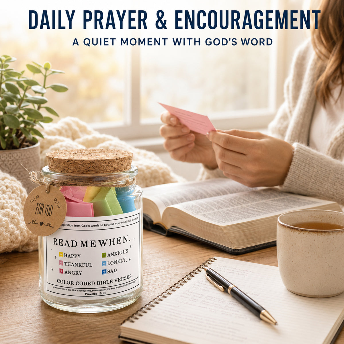 SORMAG Bible Verse Jar with 90 Color-Coded Scripture Cards, Christmas & Mothers Day Gift, Christian Gifts for Women, Men, Friend, Daily Prayer and Encouragement Jar
