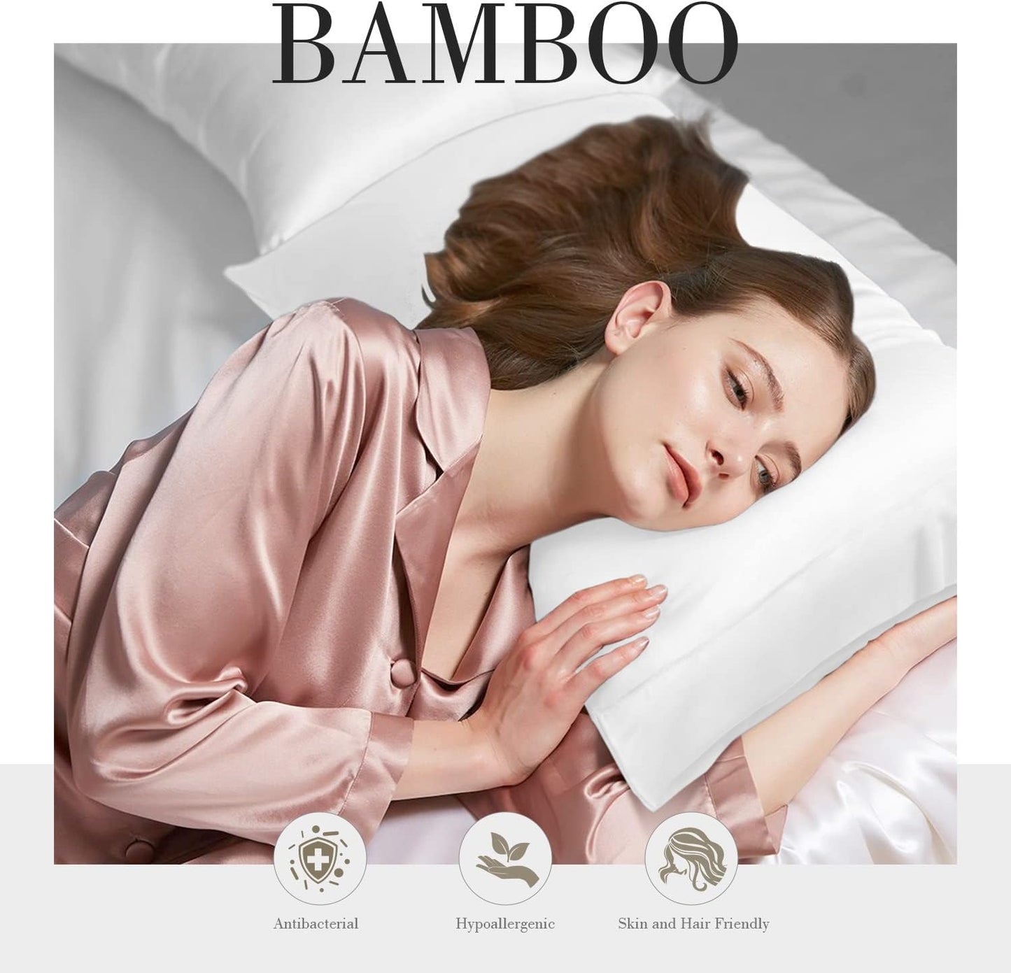 SORMAG Bamboo Cooling Pillowcases Pillow Cases Set of 2 Breathable Cool Silky Soft Moisture Wicking for Hot Sleepers,Hair and Skin Friendly 2 Pack