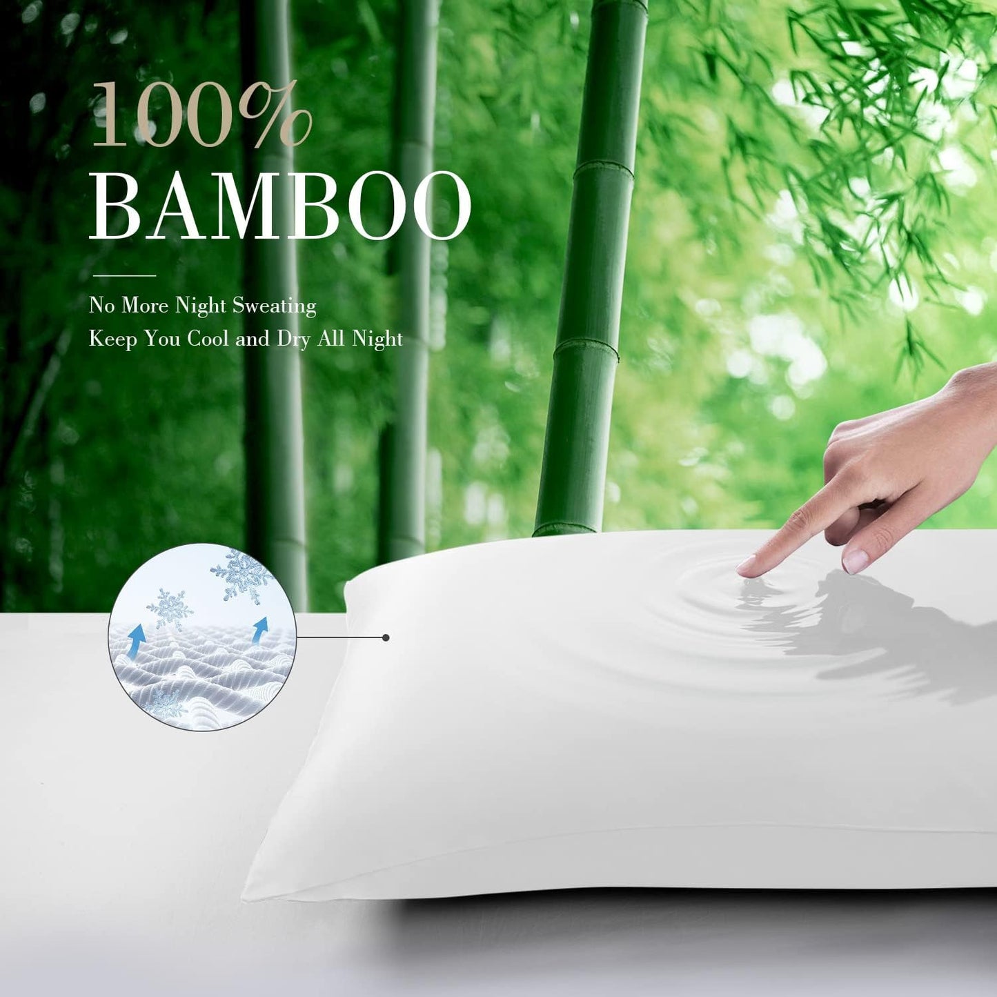 SORMAG Bamboo Cooling Pillowcases Pillow Cases Set of 2 Breathable Cool Silky Soft Moisture Wicking for Hot Sleepers,Hair and Skin Friendly 2 Pack