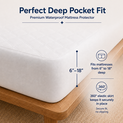 SORMAG Premium Waterproof Mattress Protector, Mattress Pad Cover with 6''-18'' Deep Pocket, Machine Washable Dirt-Proof Mattress Cover for Bed