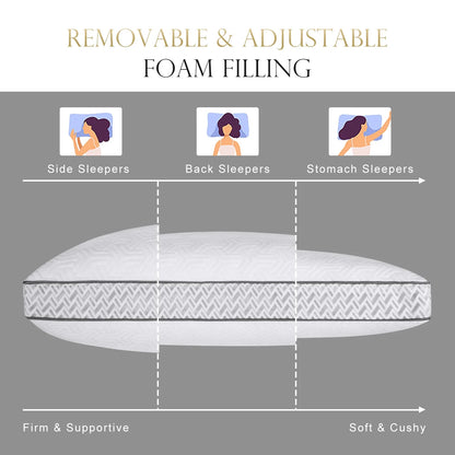 COOKEY Cooling Bed Pillows for Sleeping, Adjustable Shredded Memory Foam Pillows for Side Back Stomach Sleepers,Queen Size Gusseted Hotel Pillow 2 Pack.
