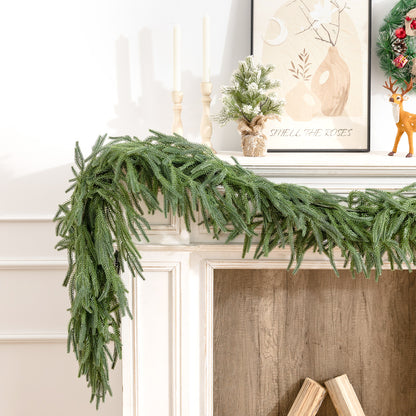 SORMAG 2Pcs Real Touch Norfolk Pine Garland-Realistic Christmas Garlands for Fireplace, Mantle,Door Frame