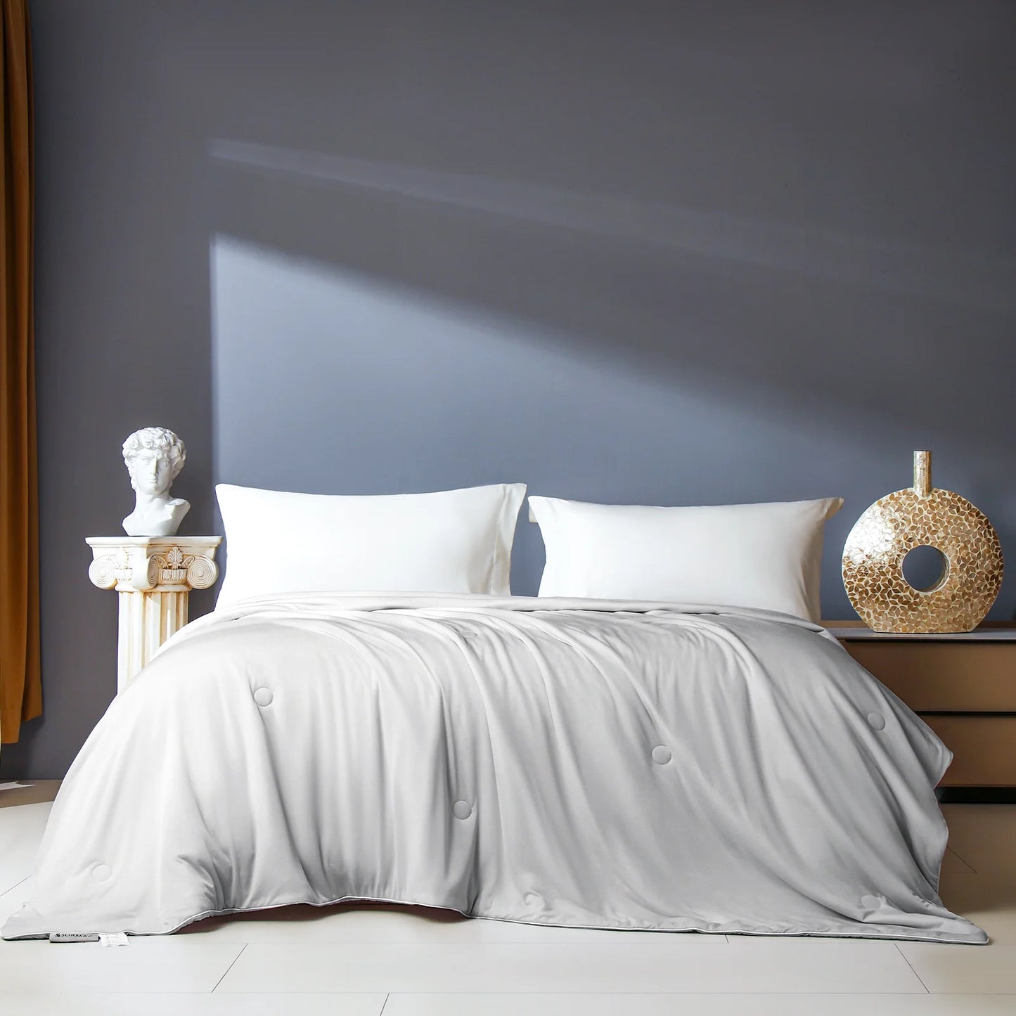 COOKEY Cooling Comforter for Hot Sleepers, Summer King Size Cool Quilt,Lightweight Breathable Blanket,Gray