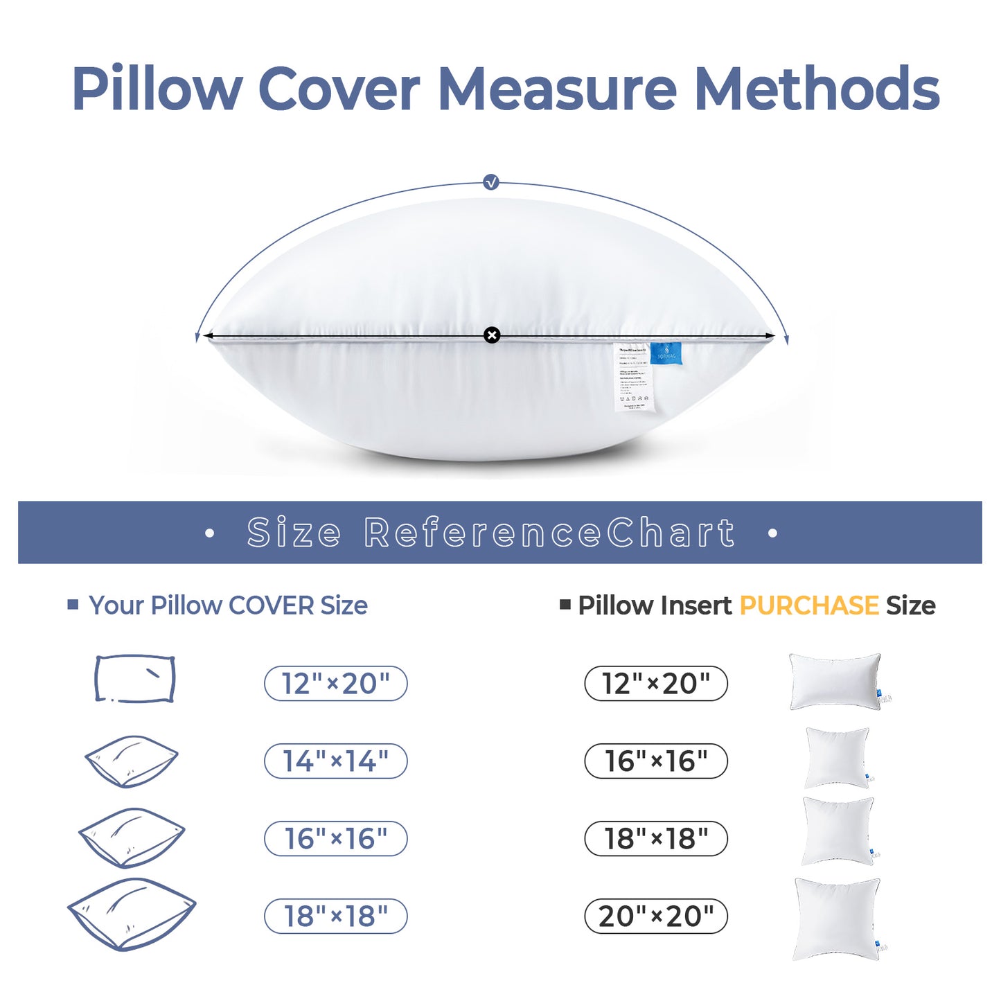 SORMAG Throw Pillow Inserts, Couch Pillows for Room Decor, Bed Decorative Stuffer Pillows