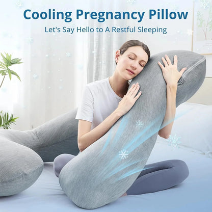 COOKEY Pregnancy Pillow Cooling ,U Shaped Full Body Maternity Pillows for Belly and Back Support,Super Breathable for Hot Sleeper