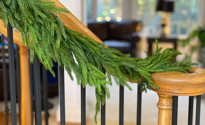 SORMAG Christmas Garland-2Pcs Real Touch Norfolk Pine Garland for Fireplace, Mantle,Staircases,Door Frame Home Decor