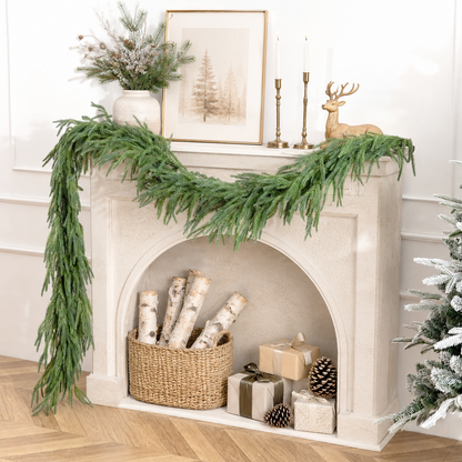 SORMAG Christmas Garland-2Pcs Real Touch Norfolk Pine Garland for Fireplace, Mantle,Staircases,Door Frame Home Decor
